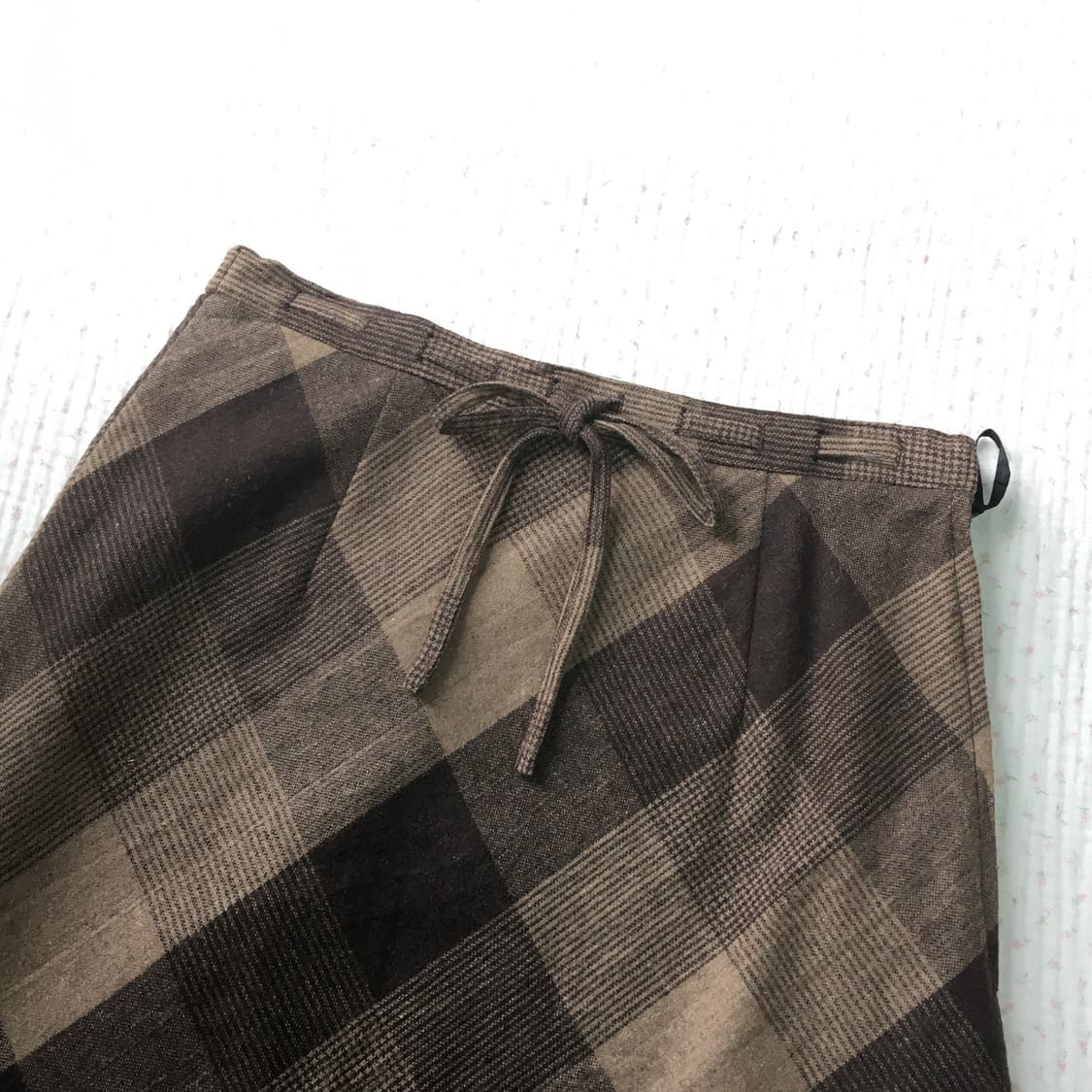  JPN/ 브라운 체크 롱 스커트 울스커트 모리걸치마 모리룩치마 롱스커트 상품이미지5