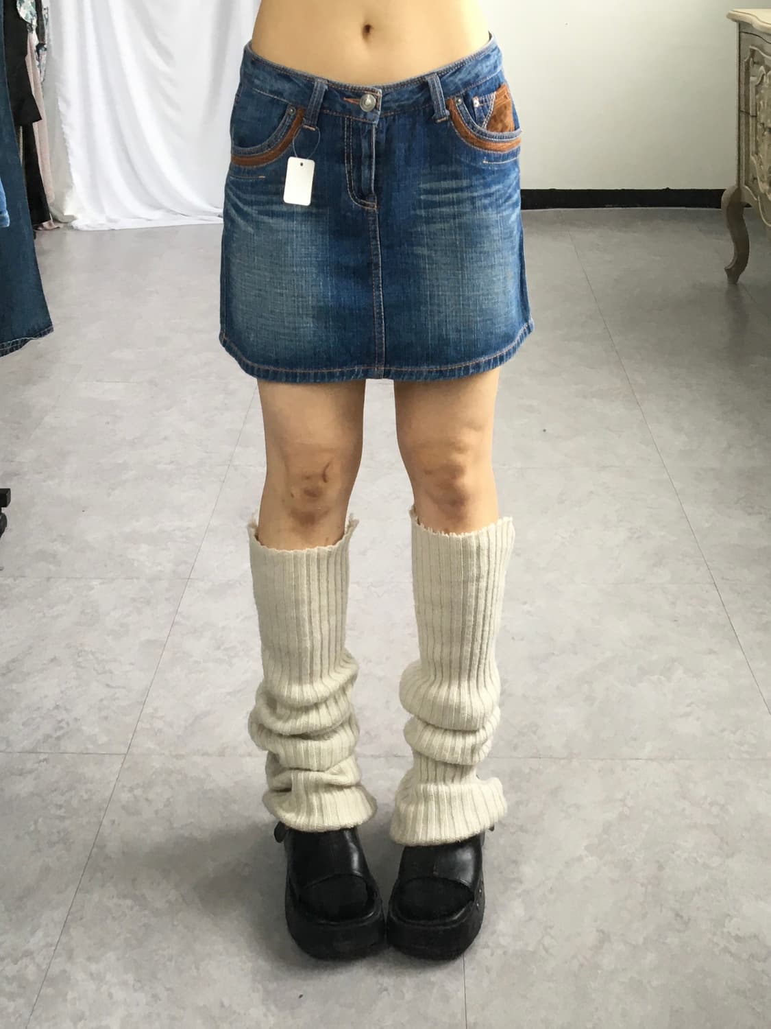 Pocket point denim skirt 상품이미지1