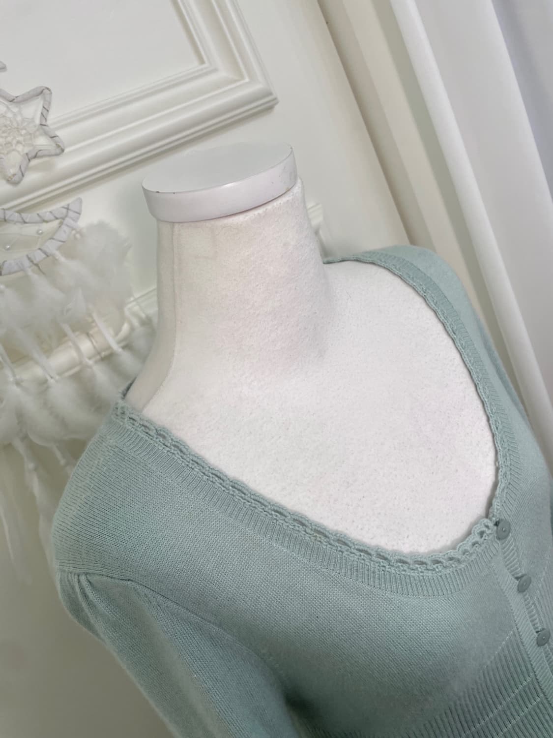 mint lace-up point puff slim cardigan 상품이미지8