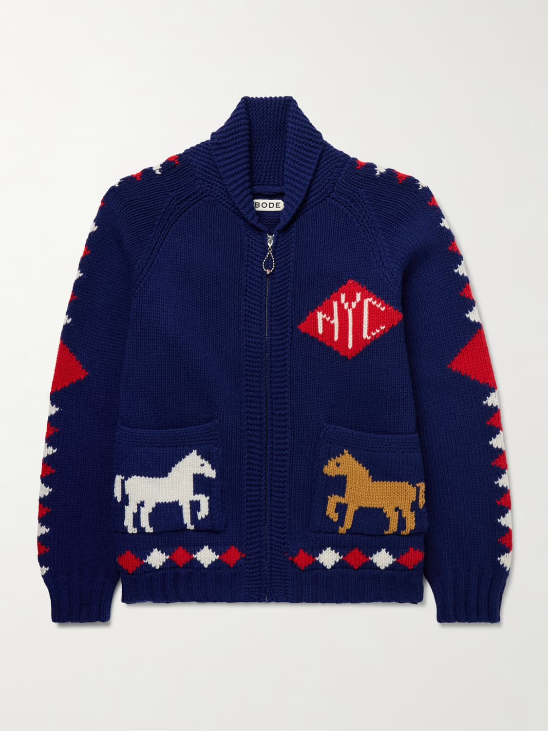 [M]보디 BODE 다이아몬드 카라 울 집업 가디건 상품이미지8