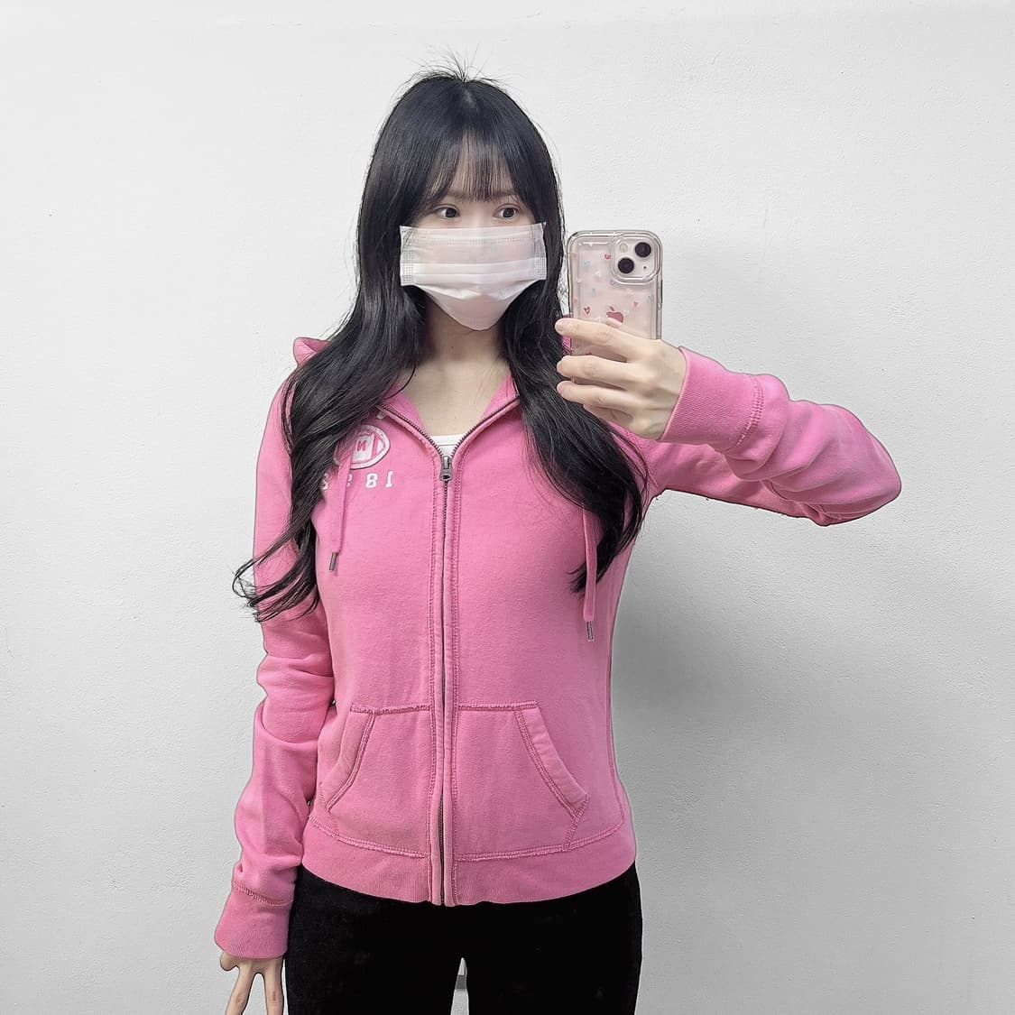 아베크롬비 스펠 로고 후드집업 핑크 상품이미지1