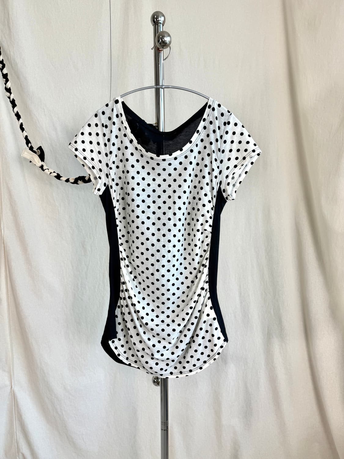 ❢ Comme une femme 도트 셔링 반팔 탑 상품이미지1