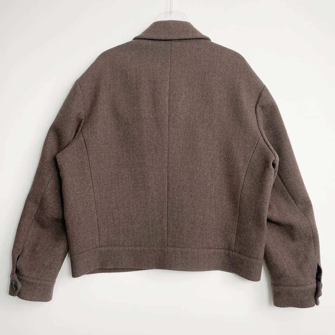 B1 노이어(Noirer) 메리노울 오버핏 크롭 블루종 브라운 50사이즈 상품이미지3