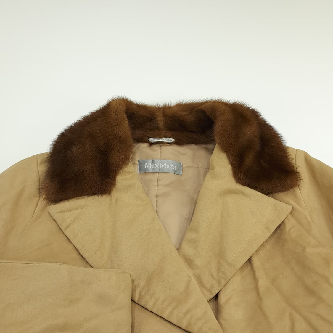 CN700W M 막스마라 베이지 이태리 밍크 카라 코트 상품이미지2
