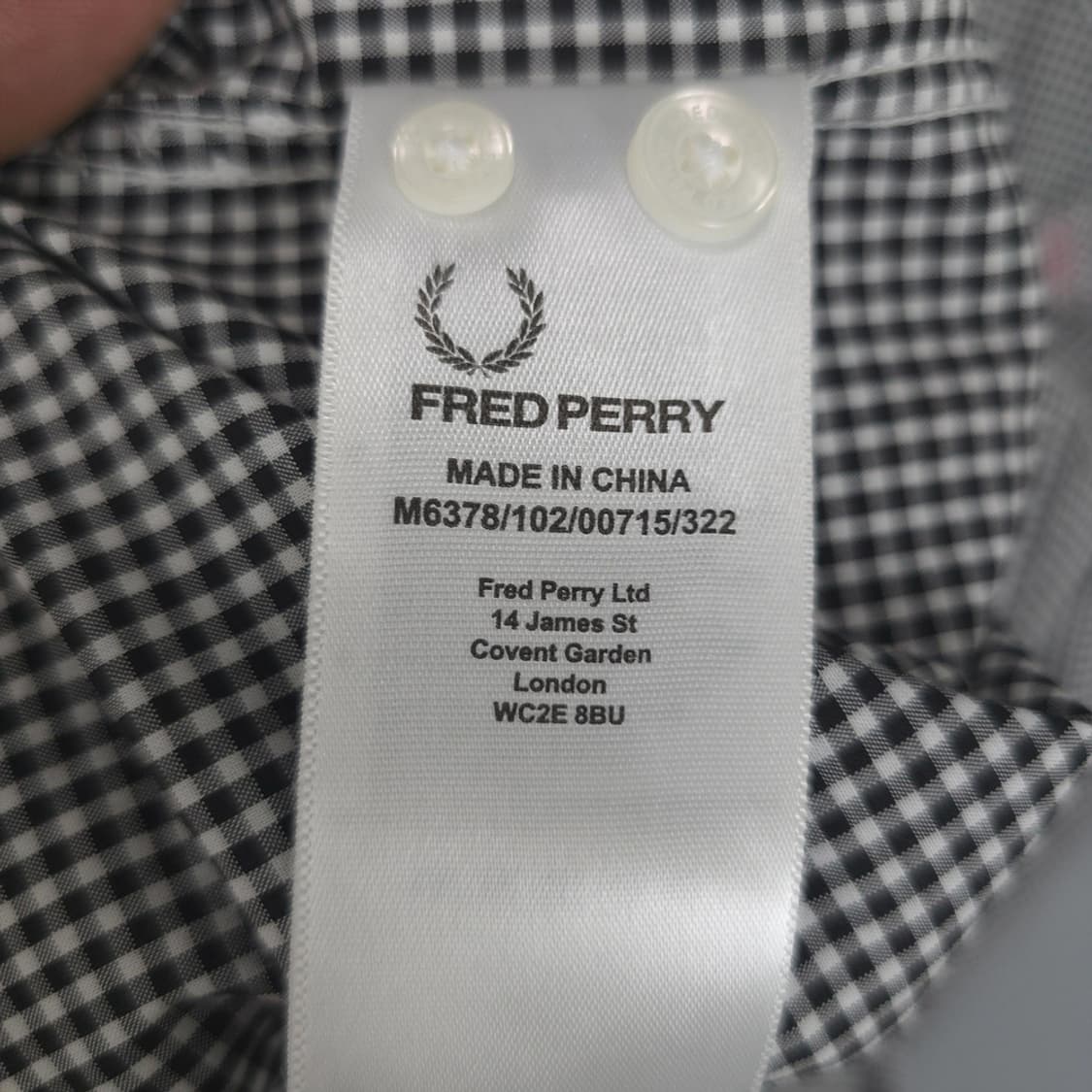 프레드페리 Fred Perry 체크 반팔셔츠 블랙 L 상품이미지7