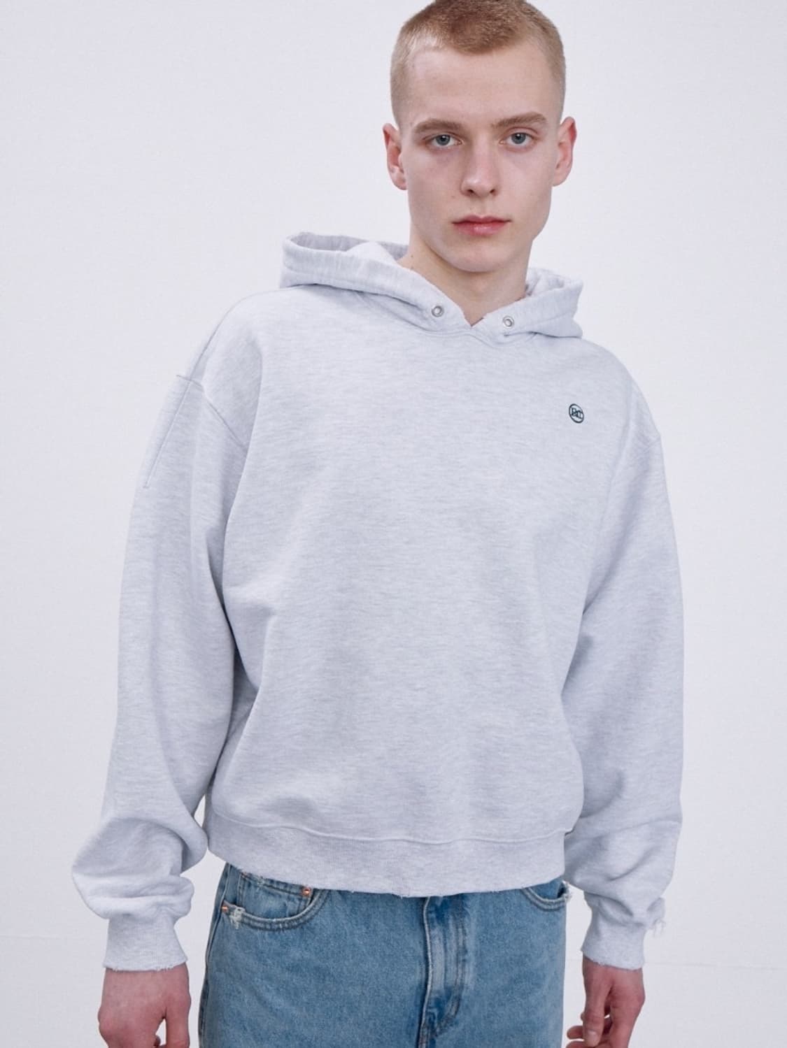 [새상품] 렉토 RC 로고 디스트로이드 후드 후디 멜란지 그레이 상품이미지1