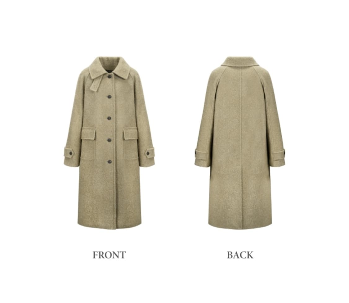 드파운드 부클 롱 발마칸 코트 카키베이지 상품이미지3