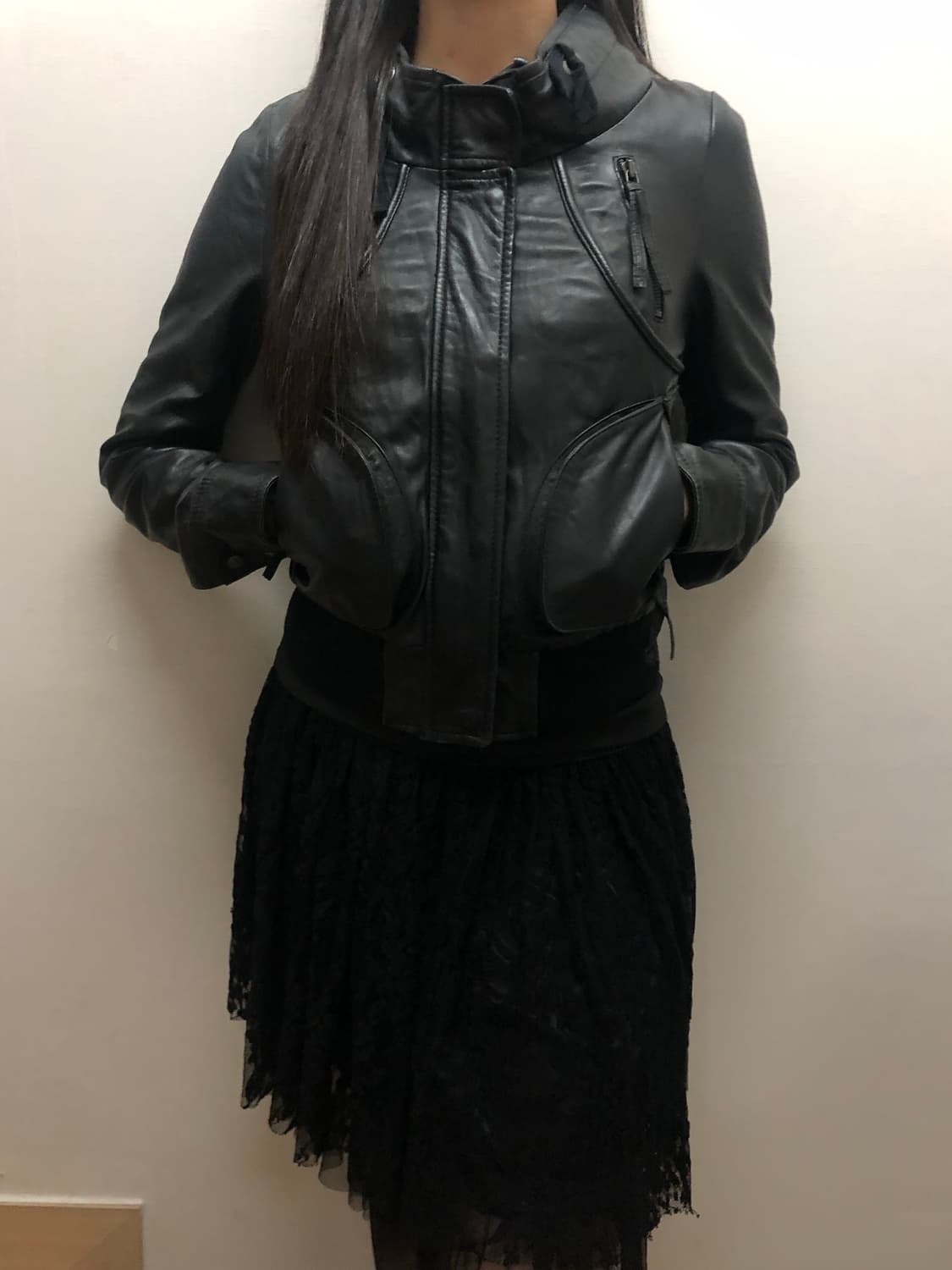 빈티지 블랙 펑크 양가죽 자켓 상품이미지6