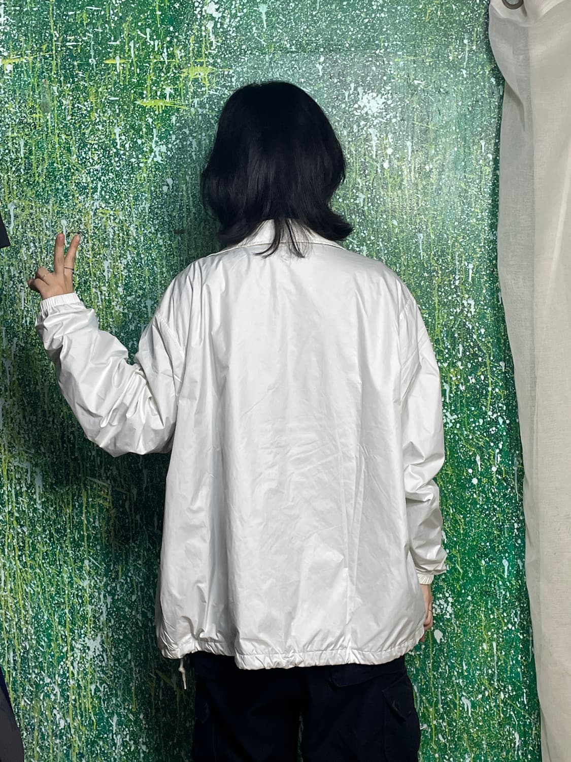 나이키 오버핏 화이트 바람막이 코치자켓 XL 상품이미지4