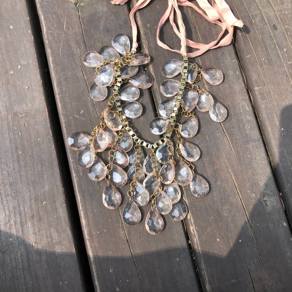 핑크 크리스탈 리본 목걸이 👢 상품이미지2