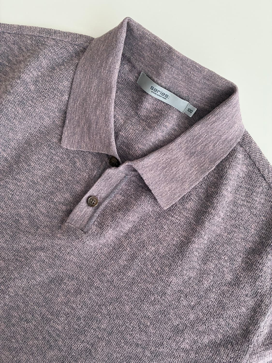 100) 시리즈 니트 반팔 카라 티셔츠 퍼플 상품이미지7