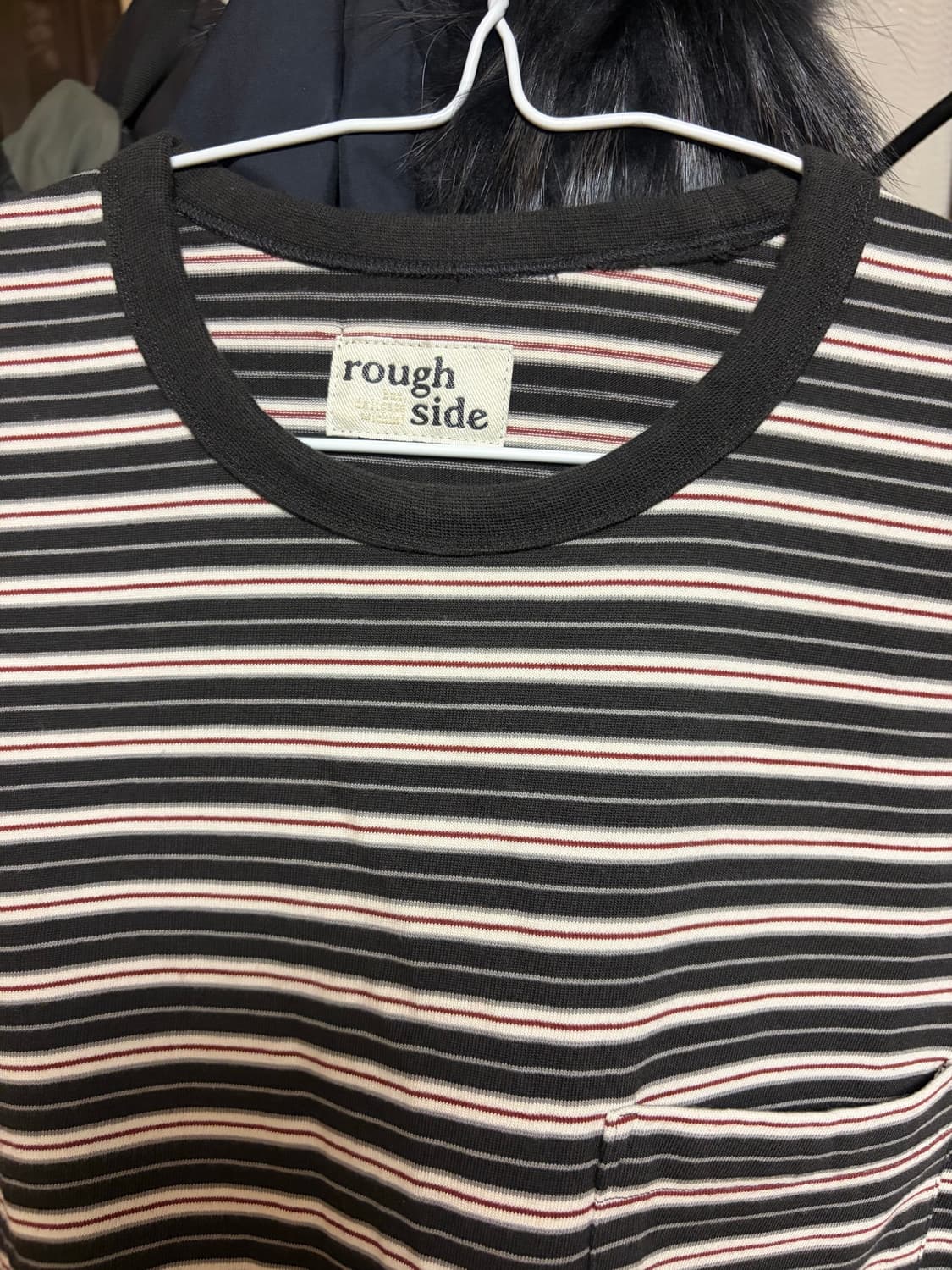 러프사이드x하바티 멀티스트라이프 롱슬리브 차콜 1사이즈 상품이미지4