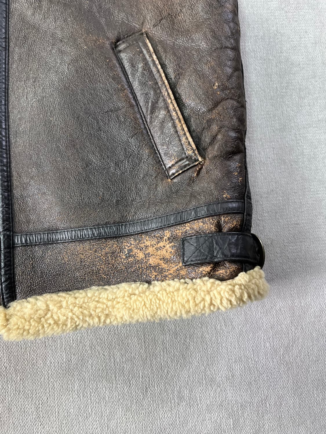 100 90s 미군 USA B-3 양털 무스탕 조끼 상품이미지5