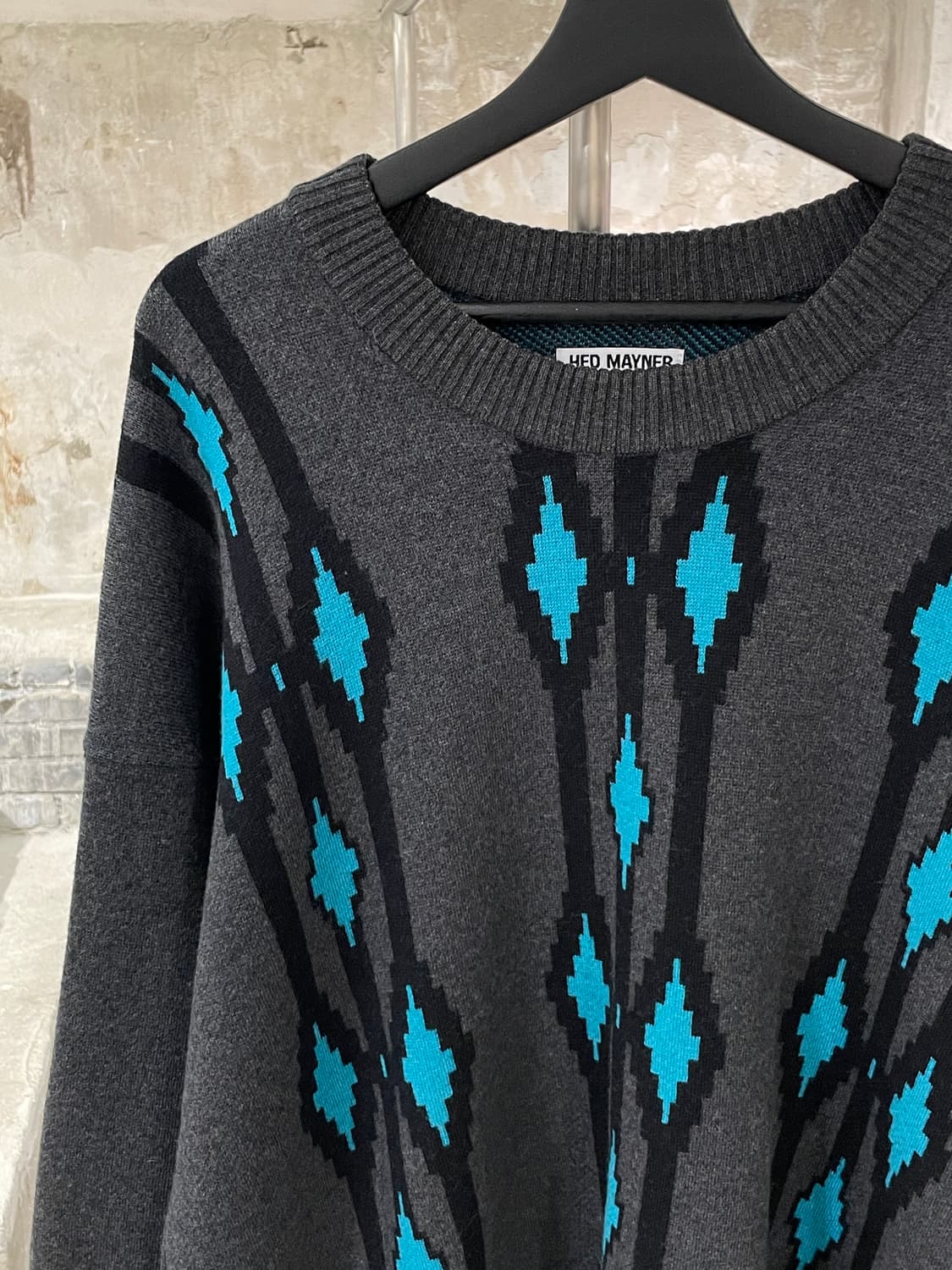 헤드 메이너 그레이 인타르시아 오버 니트 상품이미지2