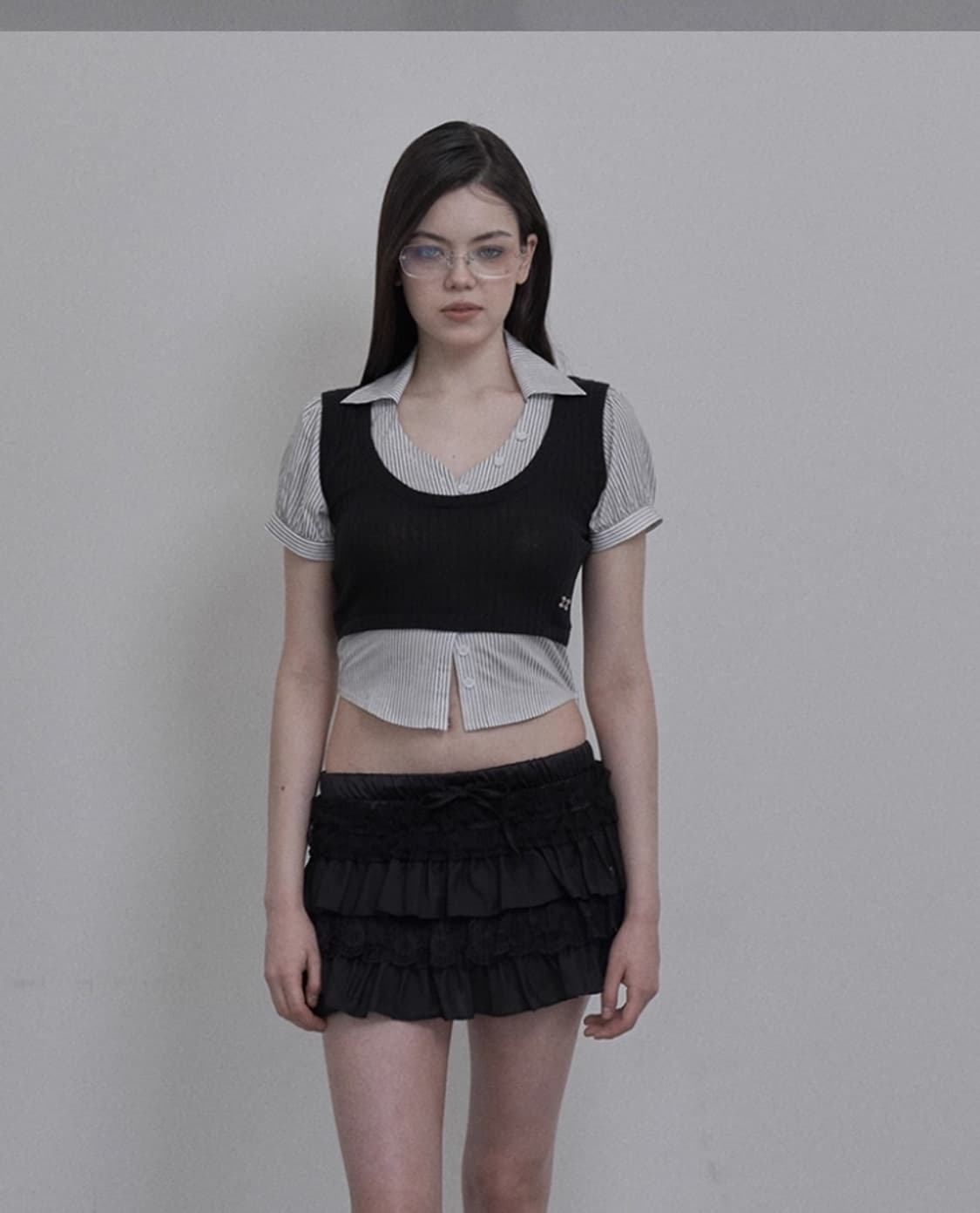 setup exe LAYERED GEEK SHIRT / BLACK 상품이미지4