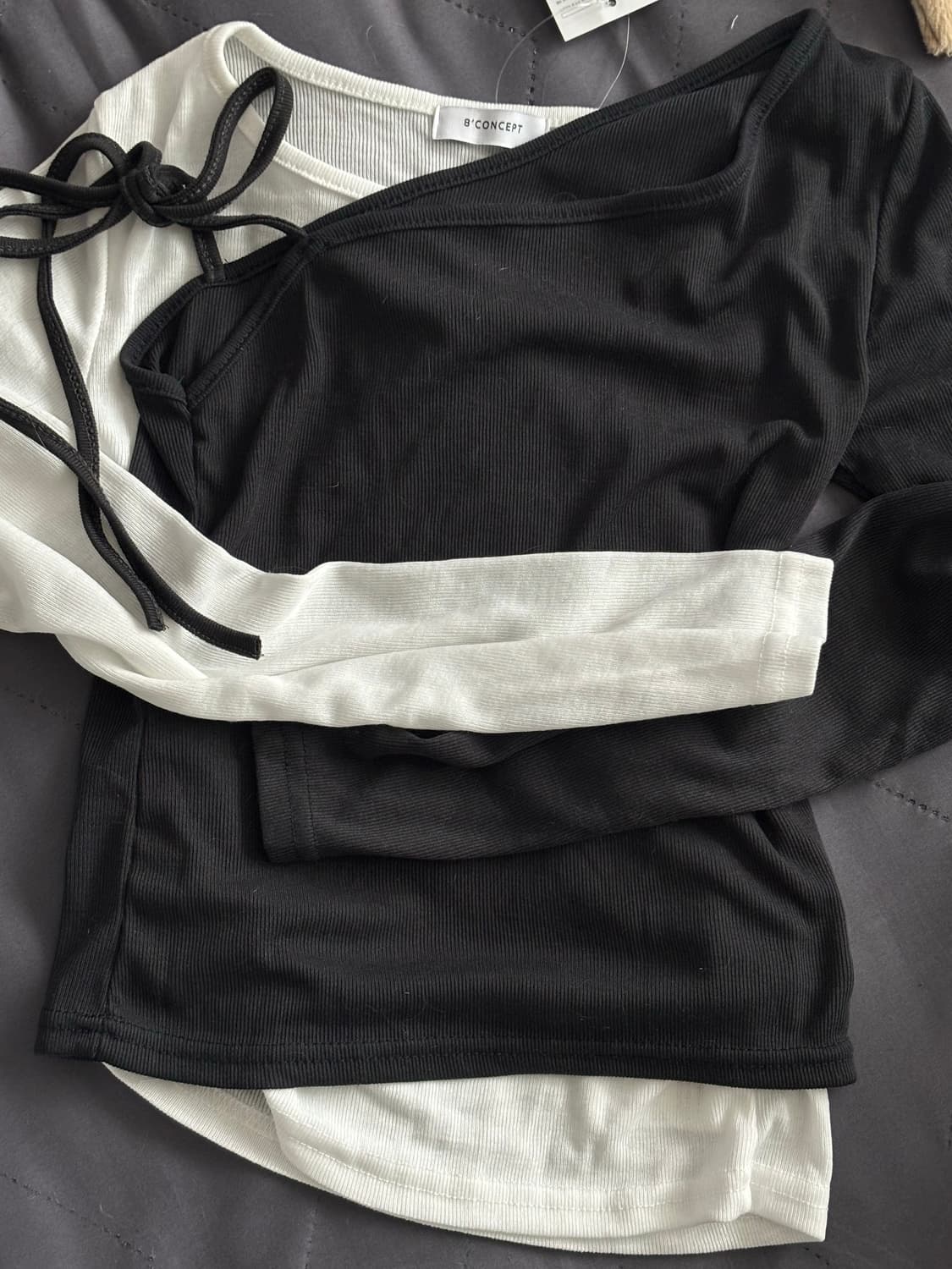 사선 레이어드 티 상품이미지2