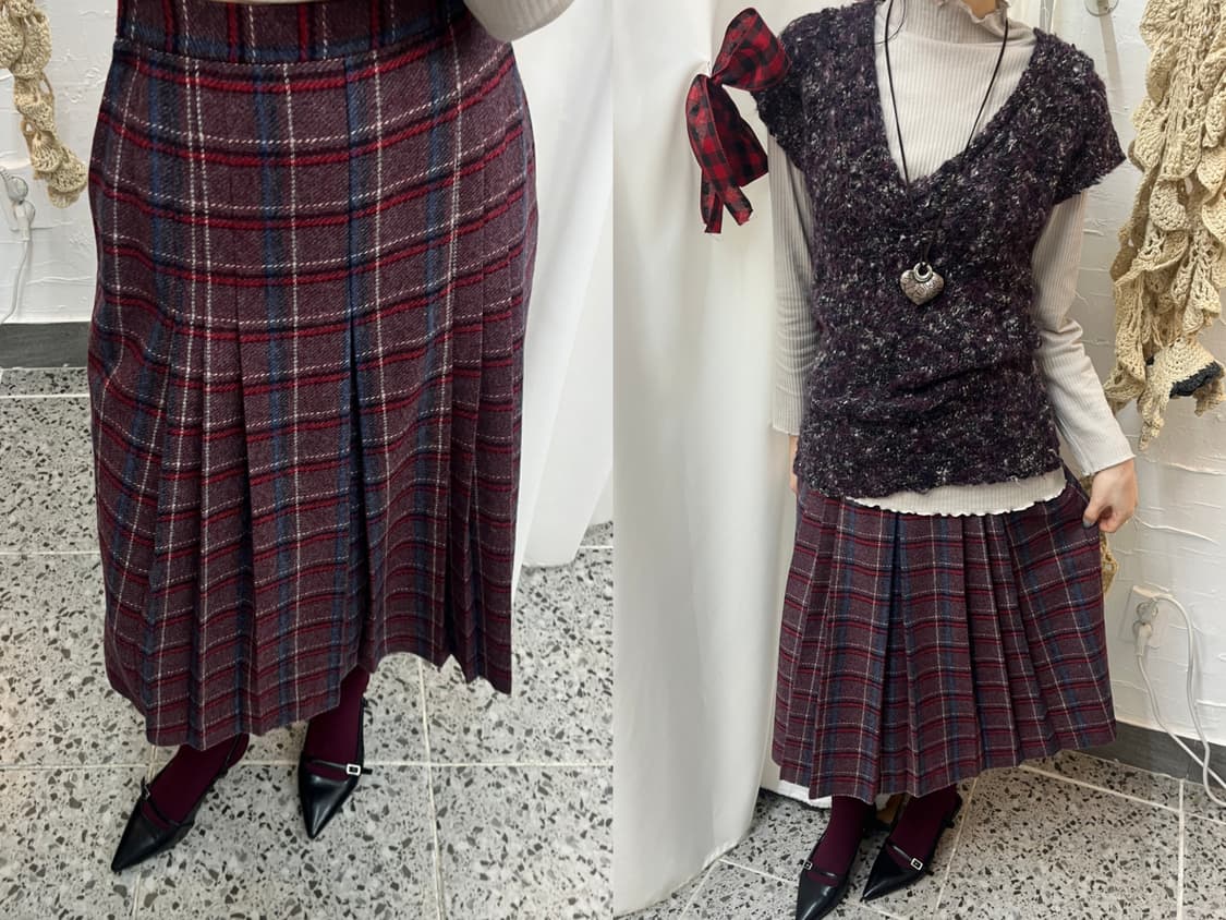 plum check tartan skirt 상품이미지1