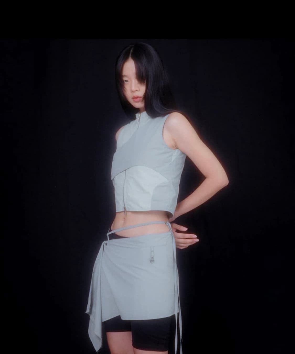 플레어업 레이어드 플랩 베스트 치마 세트 상품이미지2