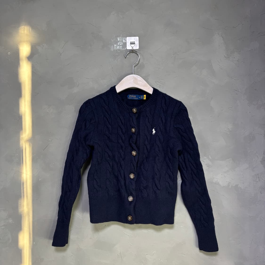 폴로 랄프로렌 울 캐시미어 꽈배기 니트 가디건 네이비 상품이미지1