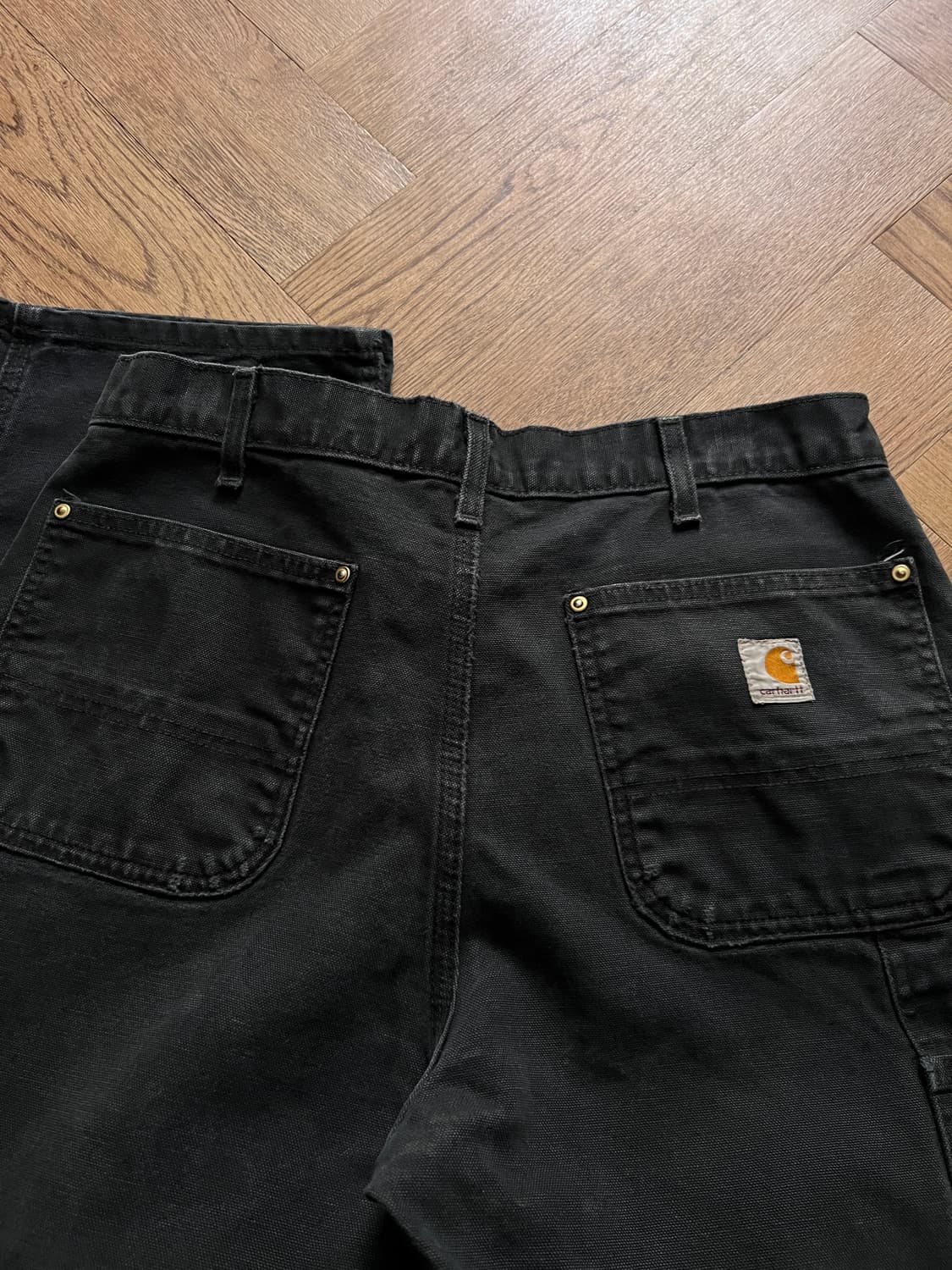 [34]칼하트 USA 덩가리핏 빈티지 워싱 블랙 더블니 워크 팬츠 상품이미지7