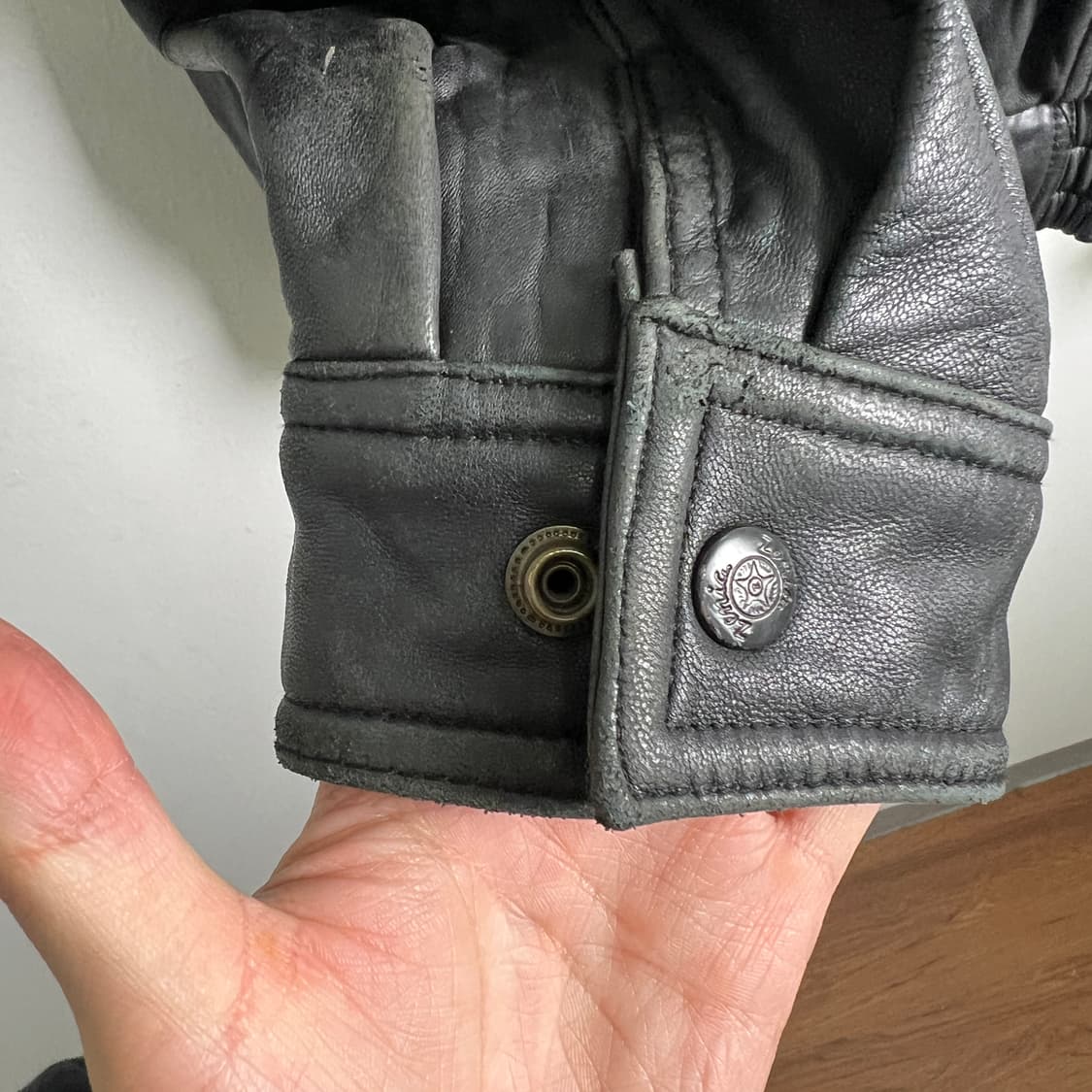 VTG 빈티지 블랙 양가죽 하이넥 봄버 자켓 L 상품이미지6