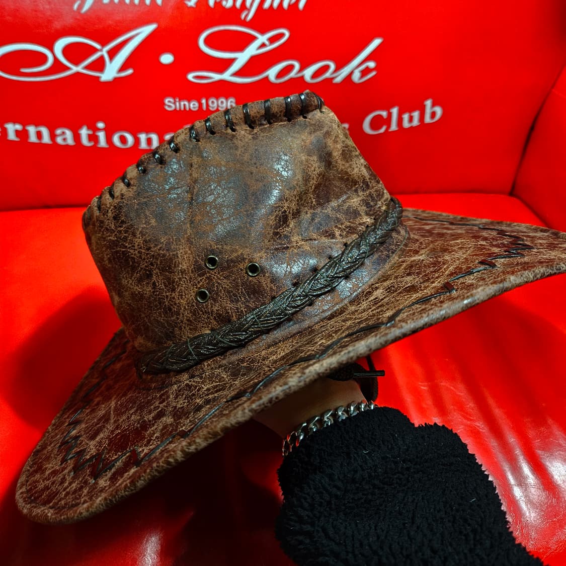 오스트리아 캥거루 가죽 스티치 웨스턴 페도라 57-58호 상품이미지8