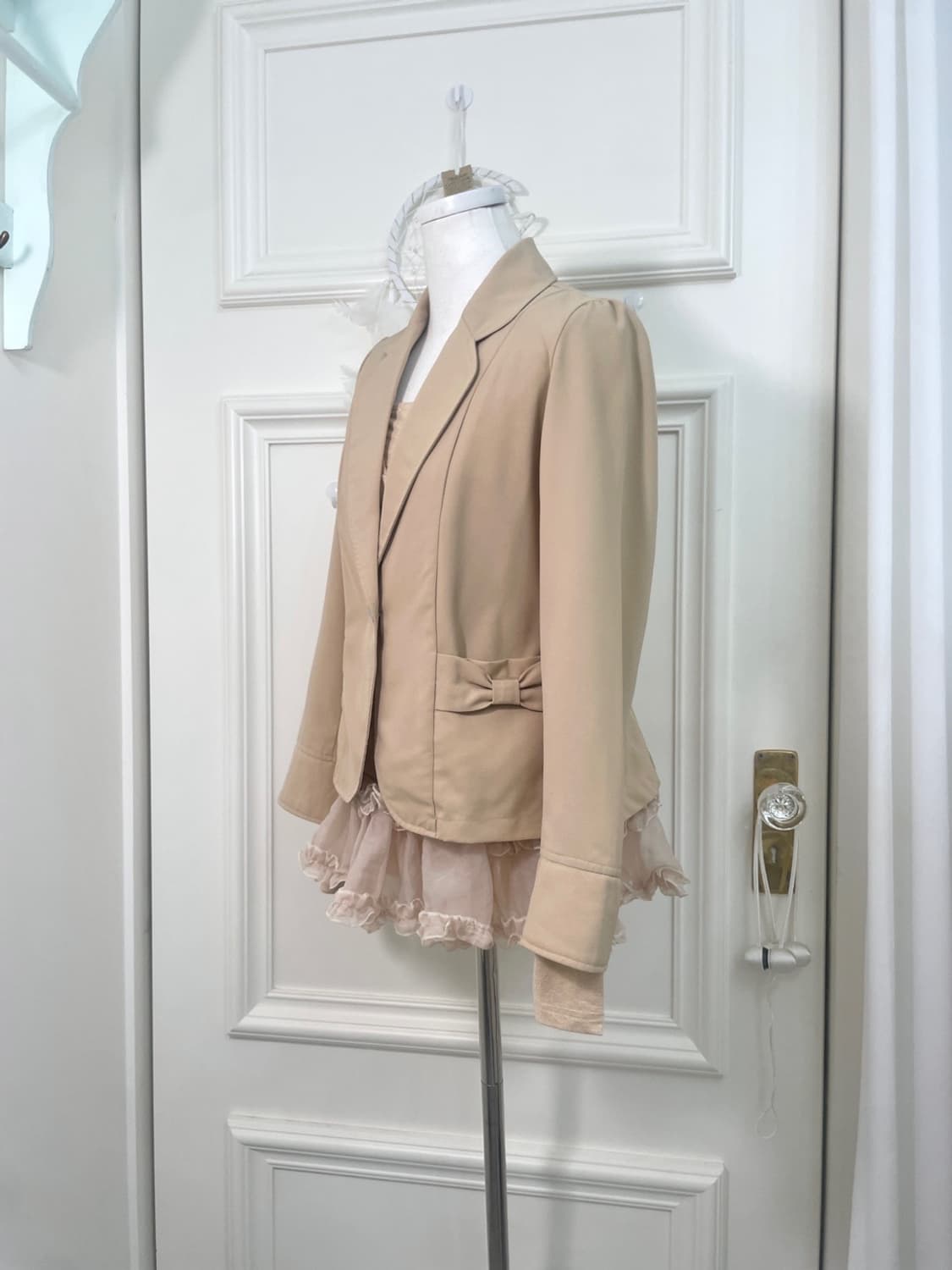 beige bow point summer jacket(size-M) 상품이미지2
