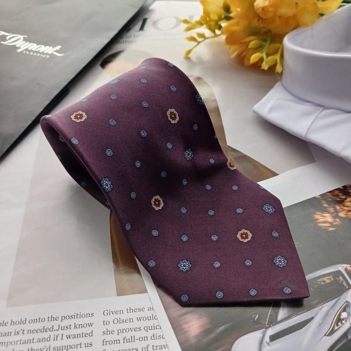 듀퐁 실크 다크 퍼플 도트 넥타이 9.2cm A+등급 A18711
 상품이미지2