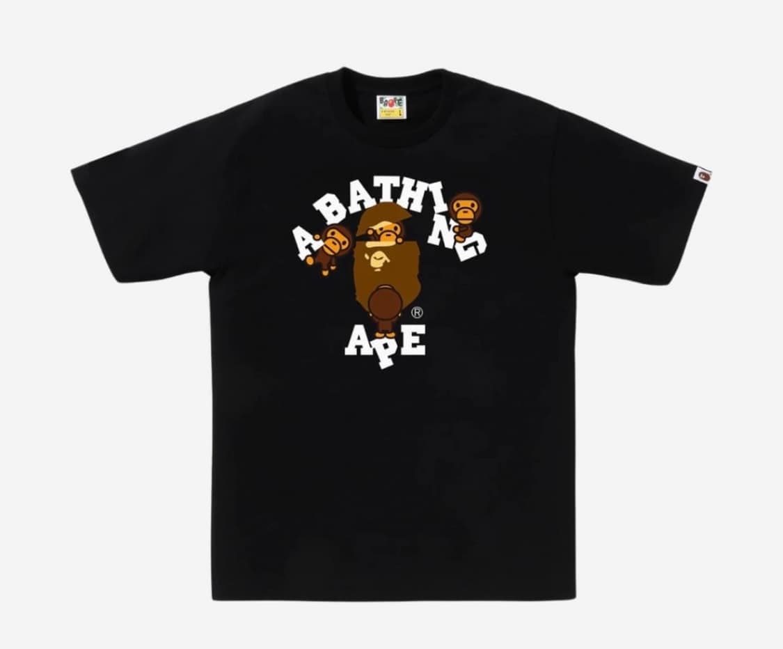 Bape 베이비마일로 칼리지 크리스탈 티셔츠 S 상품이미지1