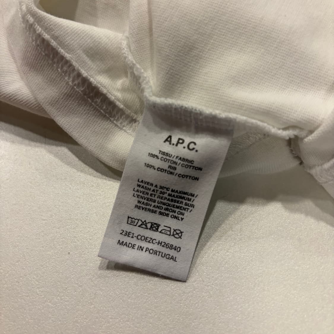 [L] A.P.C. 아페쎄 화이트 반팔 티셔츠 C920 상품이미지6