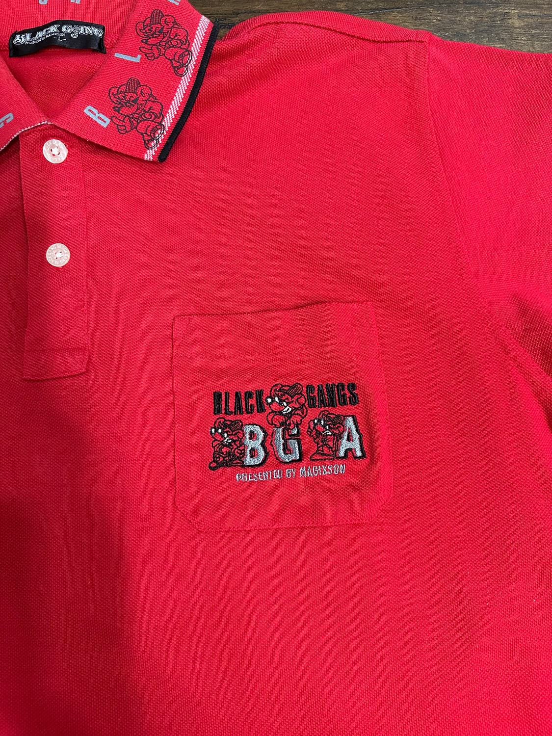 블랙갱스 BGA 레드 반팔 카라 티셔츠 L 새제품 올드스쿨 상품이미지2
