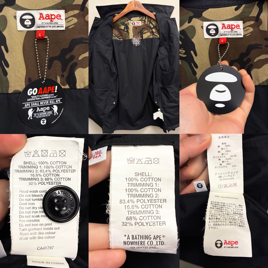 (L)Aape 에이프 로고 프린트 패치 밀리터리 셔츠 자켓 셔켓 상품이미지10