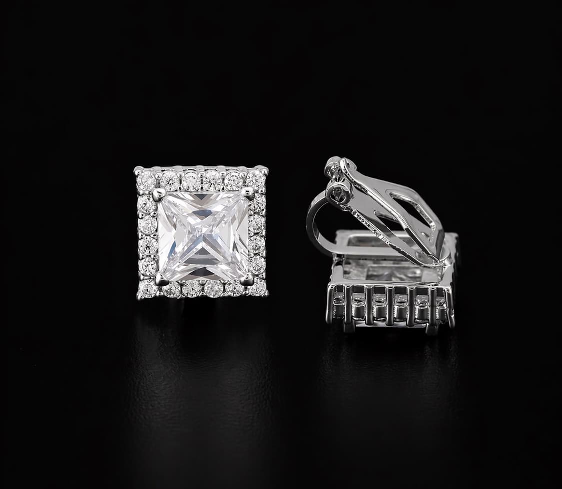 (새상품) 사각 큐빅 귀찌 안뚫는 귀걸이 - 클립형 상품이미지2