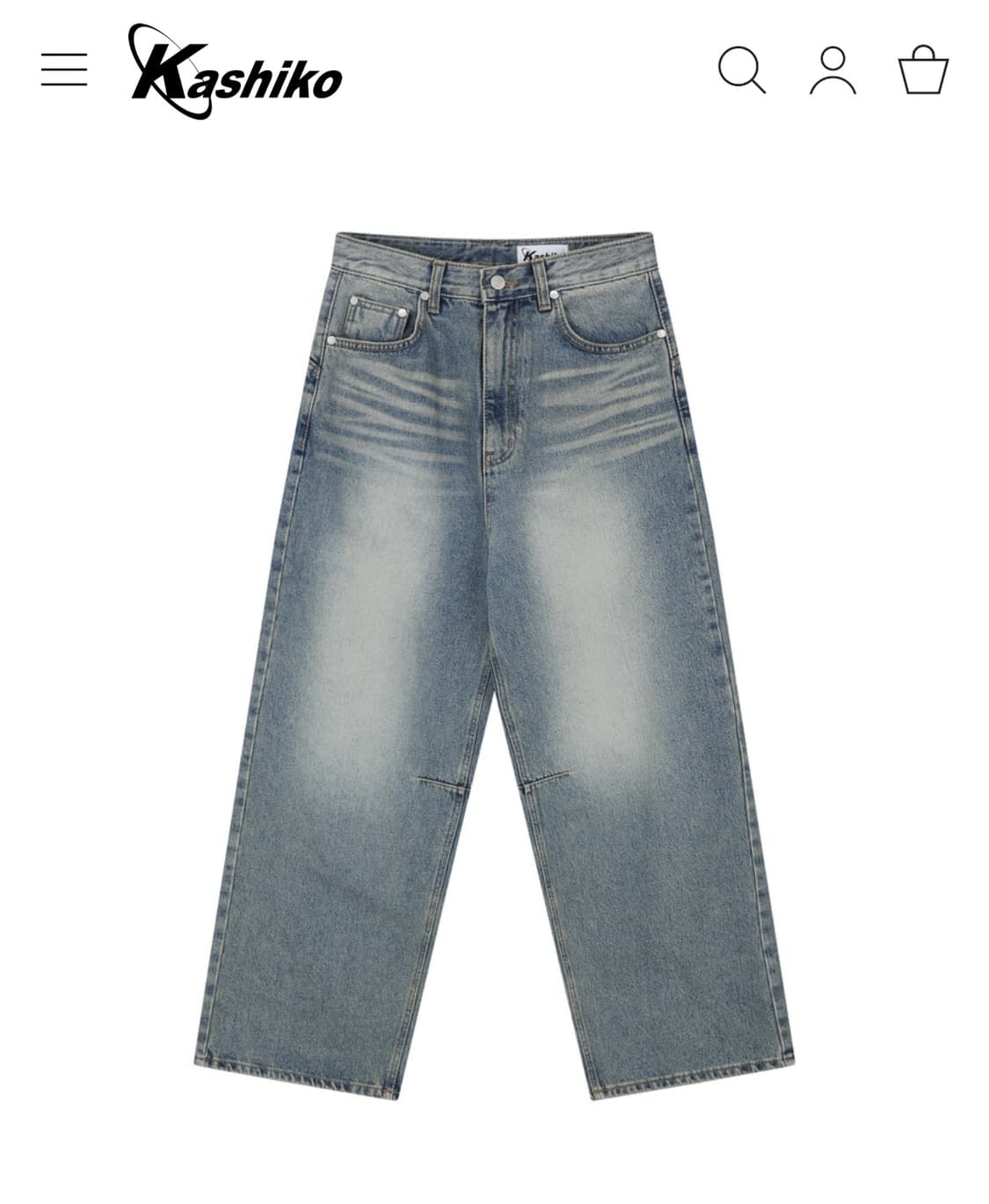 Washed RIvet Wide Jean Light Blue 상품이미지1