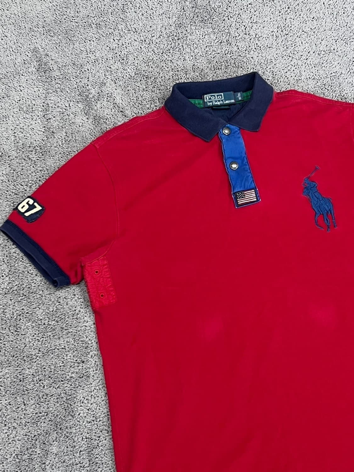 (L) 폴로 커스텀 핏 빅포니 성조기 카라 티 상품이미지2