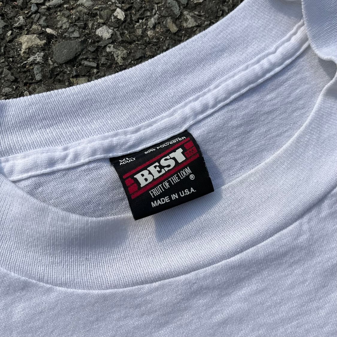 90‘s 미국 제조 프룻오브더룸 화이트 프린팅 반팔티 상품이미지8
