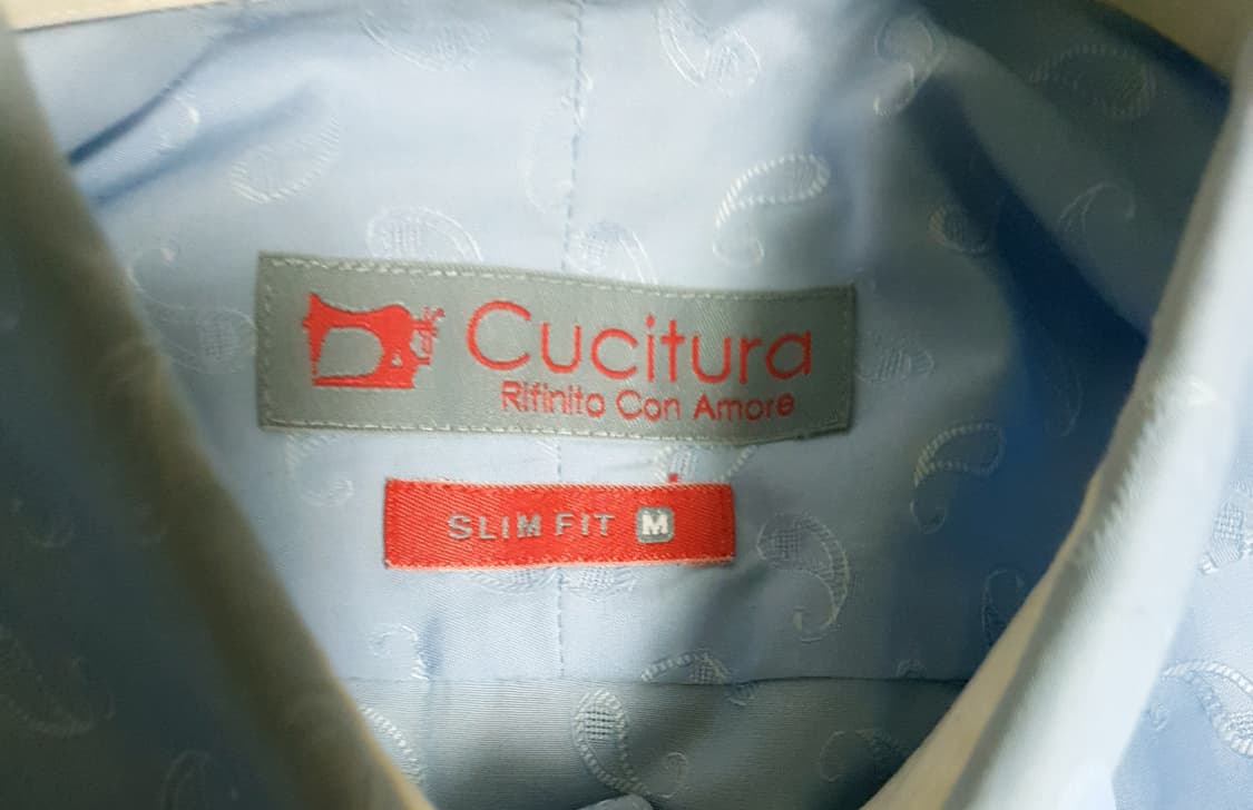 Cucitura 슬림핏 페이즐리 패턴 긴팔셔츠 스카이 블루 (M) 상품이미지3