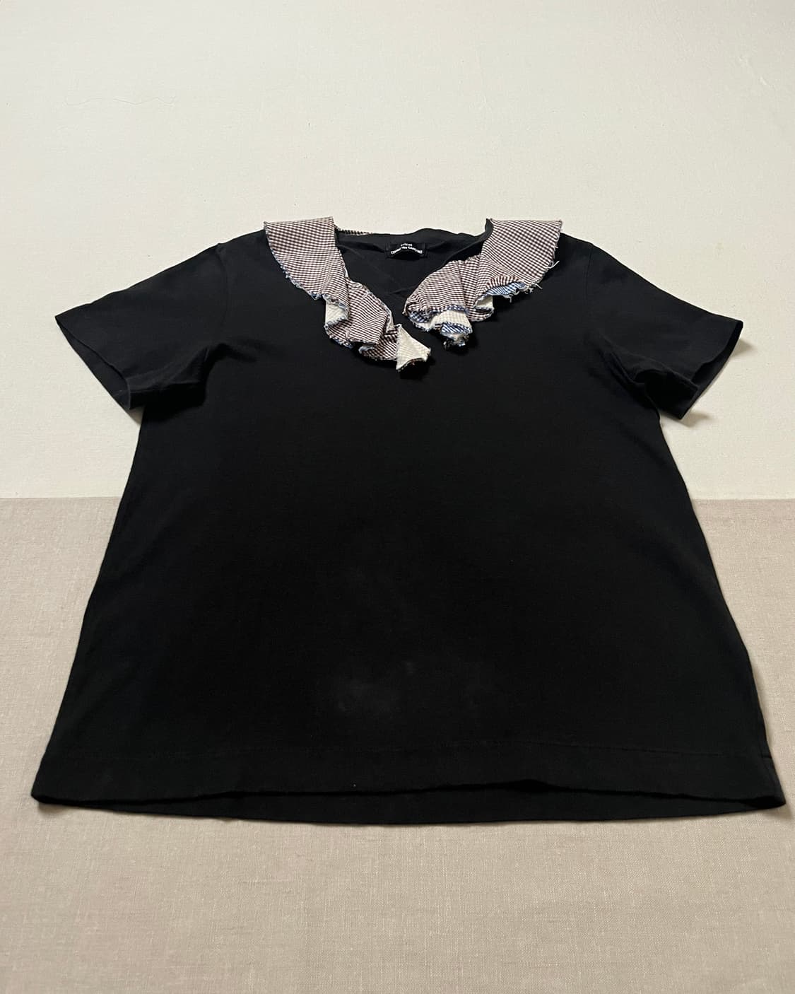 꼼데가르송 체크 러플 넥라인 v넥 티셔츠 comme des garcons 상품이미지6