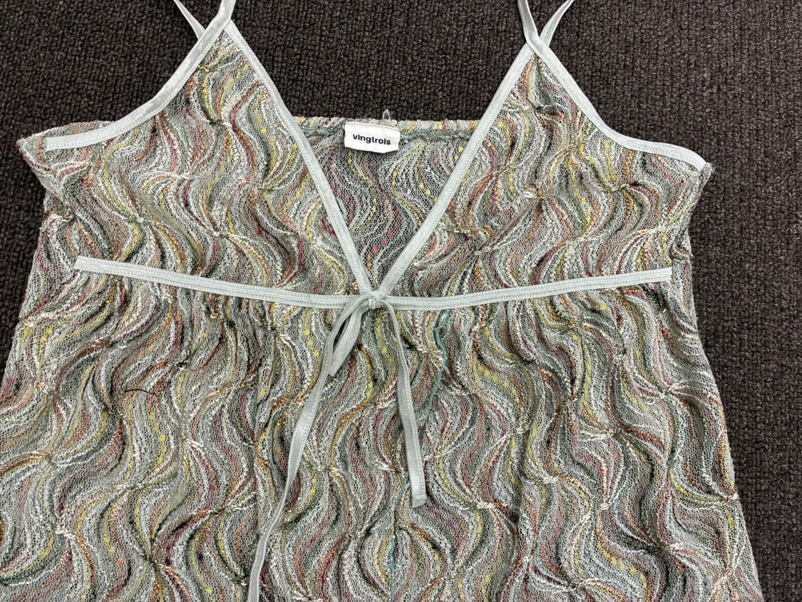 OS)Japanese vintage 여성 웨이브 패턴 트임 나시 상품이미지4