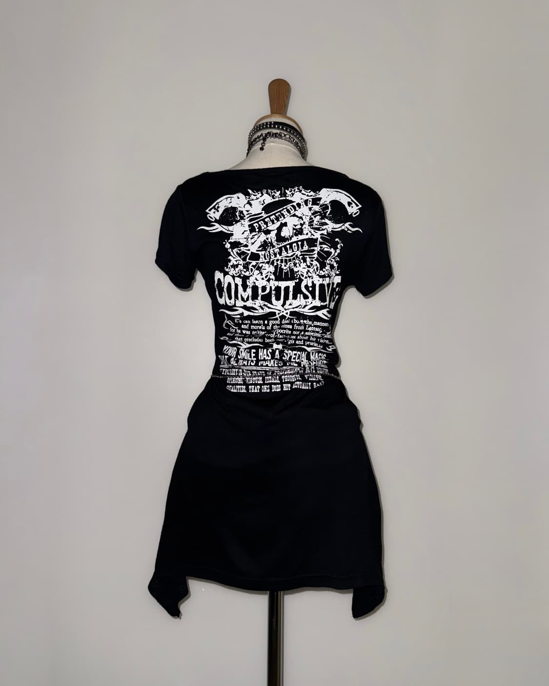 체리팝 드레이프 언발 와투케 펑크 반팔탑 원피스 상품이미지2