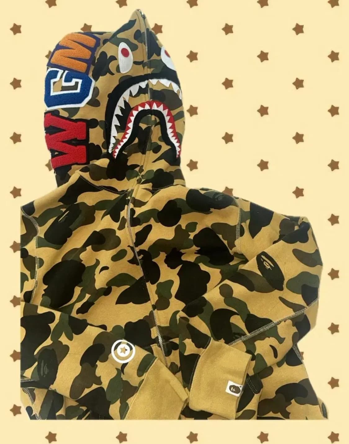 베이프 샤크 후드 집업 카모 황계 M 상품이미지1