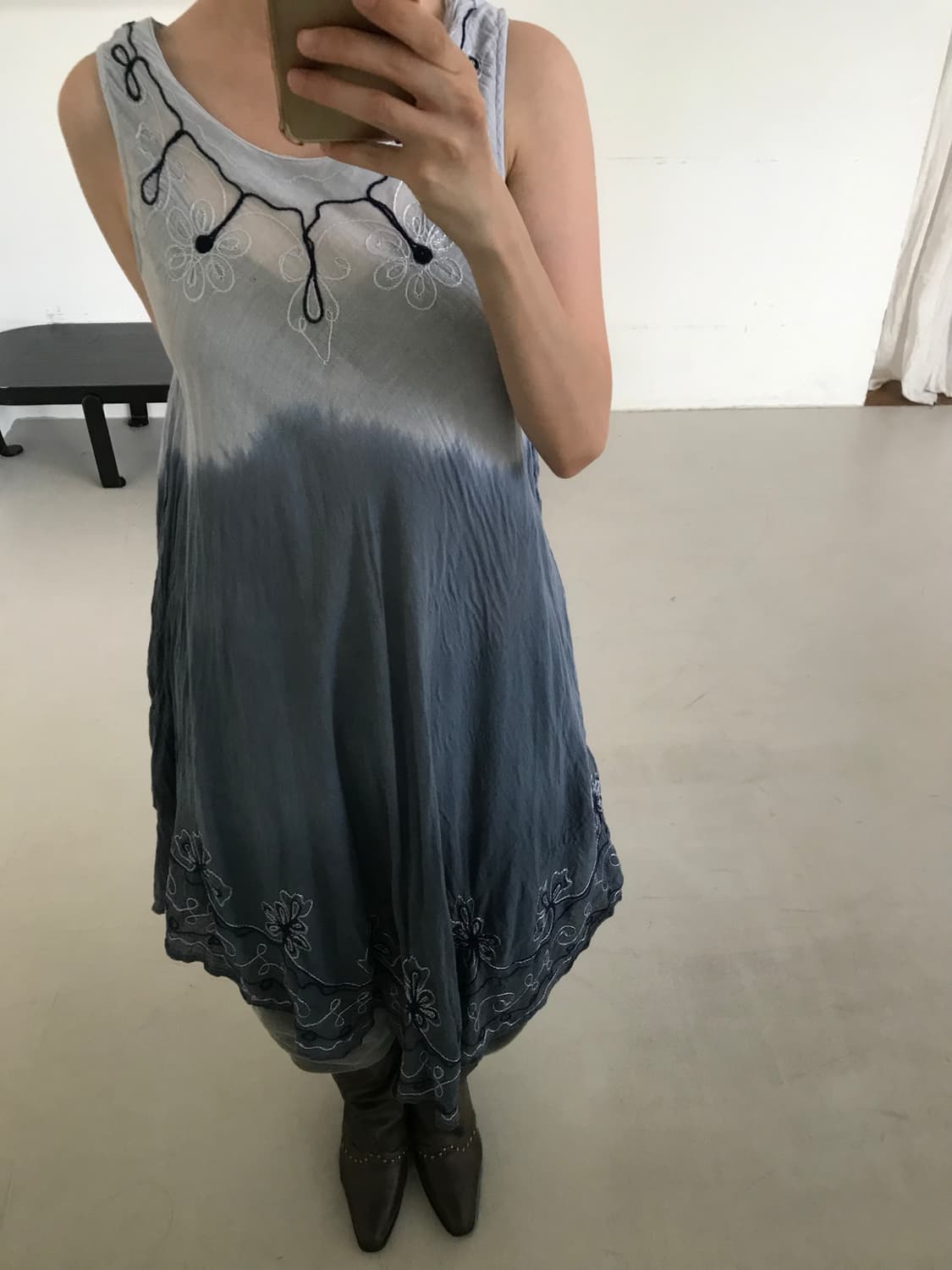 vintage blue stitch sleeveless one-piece 상품이미지1