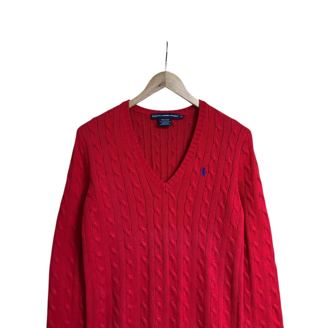 폴로 빨강 브이넥 여성니트 상품이미지1