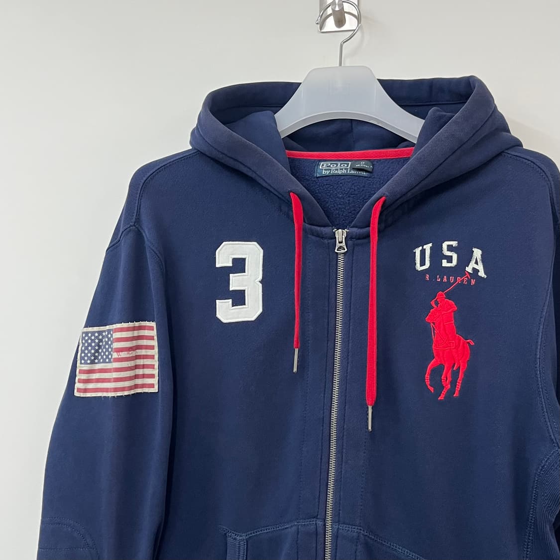 폴로 랄프로렌 빅포니 USA 성조기 네이비 후드집업 상품이미지4
