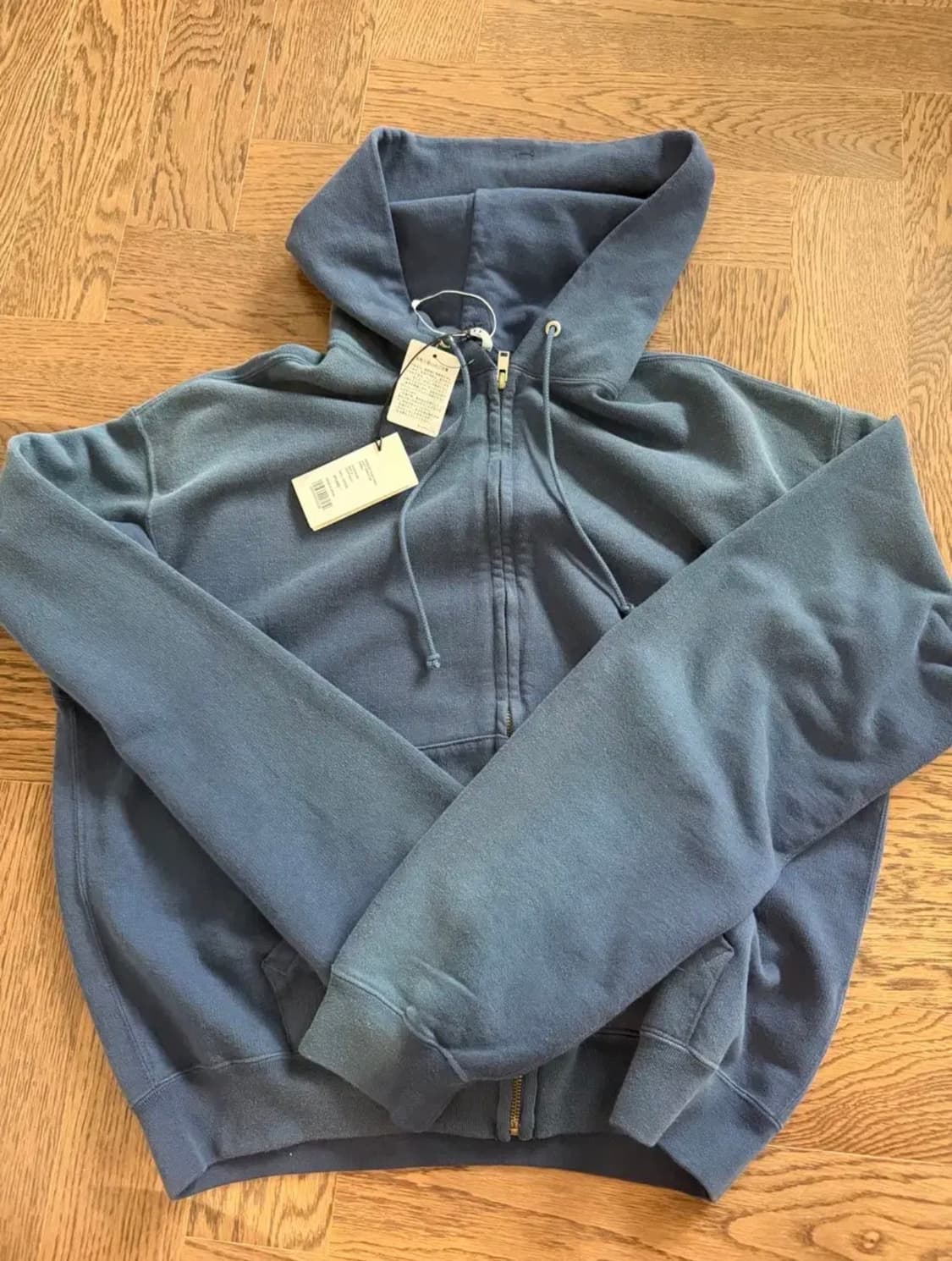 오라리 25aw 프로덕트 다이드 후드집업 네이비 5 새상품 상품이미지2