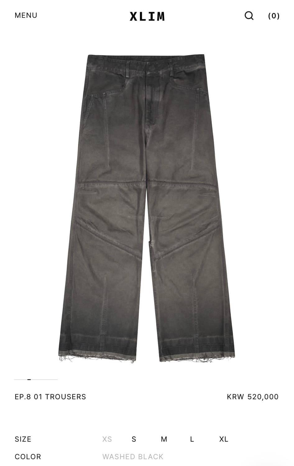 [XS] XLIM EP.8 01 TROUSERS WASHED BLACK 상품이미지1