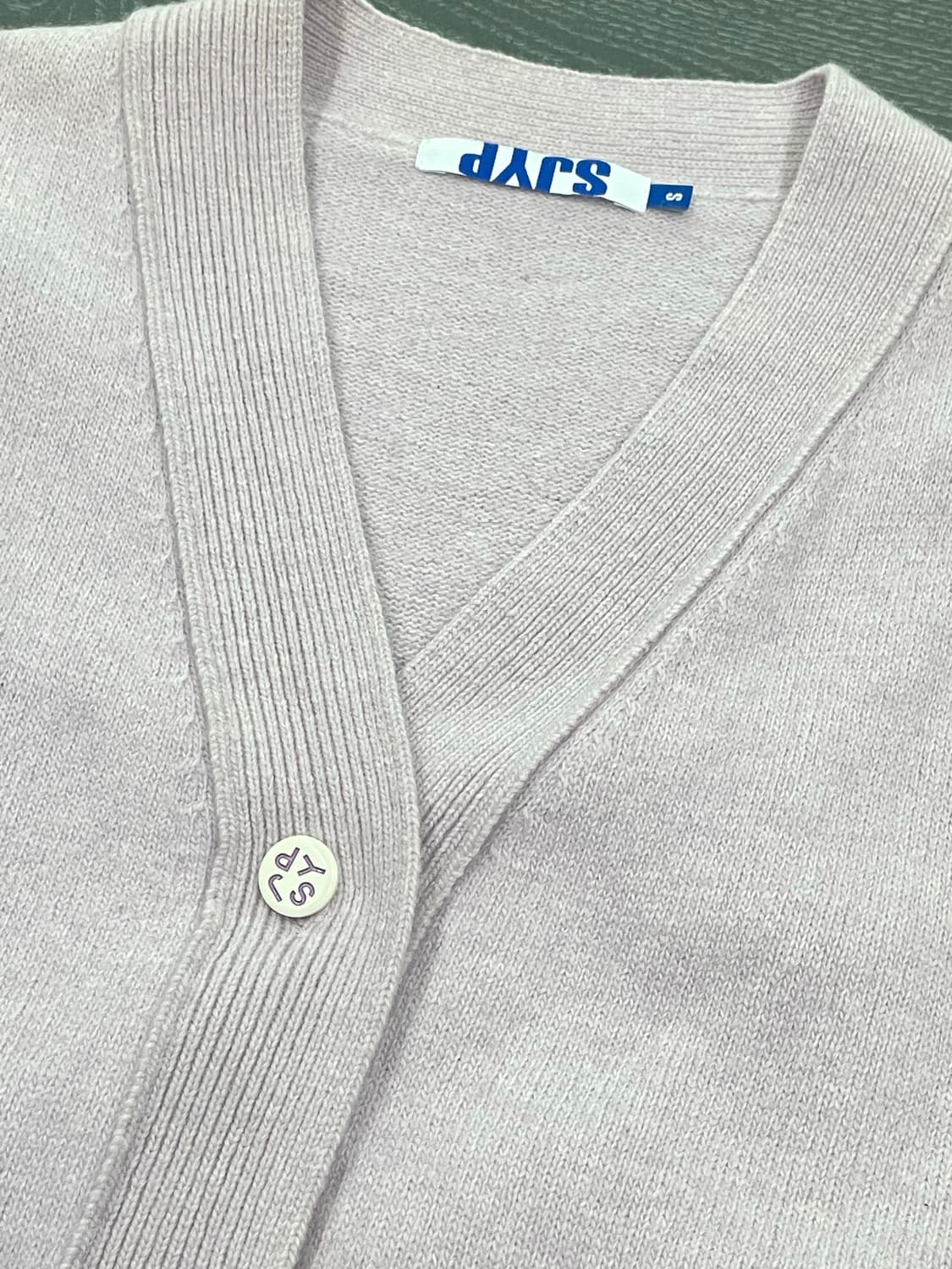 SJYP 스마일 연보라 니트 포켓 가디건 모리걸 키치 상품이미지3