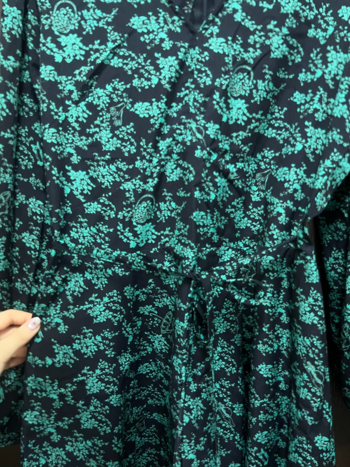 인플루언서 구매) 초록 문양 미니 긴팔 원피스 66 상품이미지2