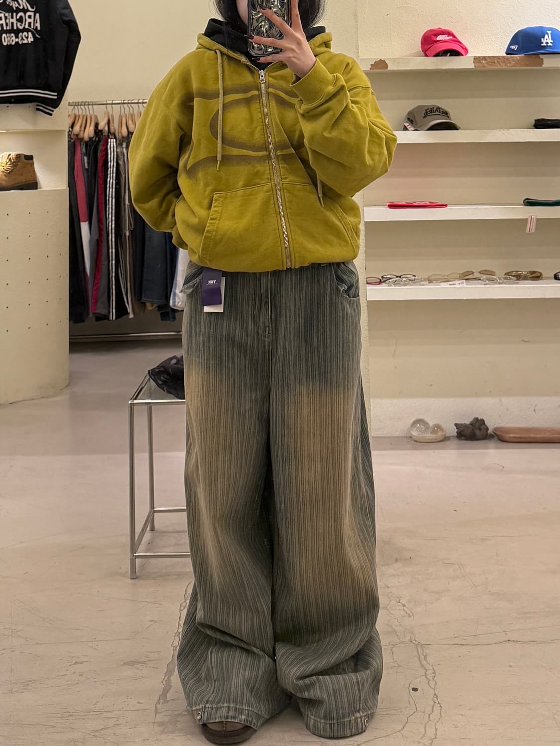 빈티지 ykk 스트라이프 와이드 벌룬핏 데님 팬츠 U1511 상품이미지1