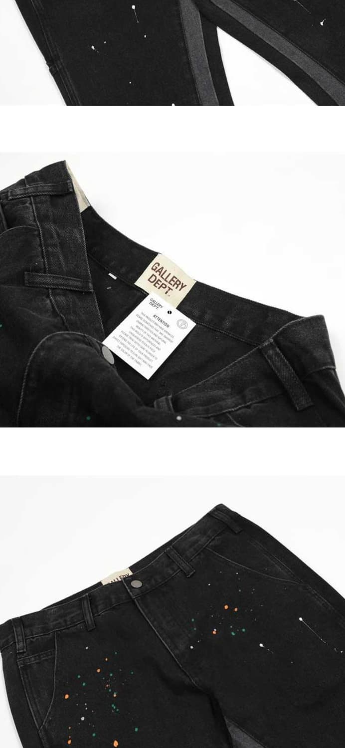 gallery dept 페인팅 블랙 배색 플레어 흑청 진 pants 상품이미지3